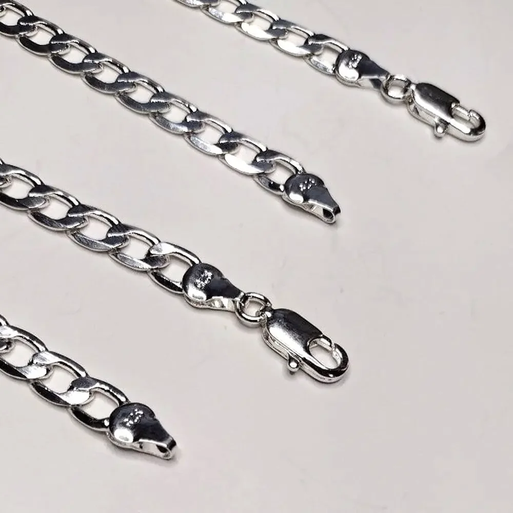 Sterling silver 925 Bracelet & Necklace Gift Set Cuban Chain Valentines birthday